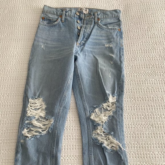 Agolde Ripped Blue Jeans Size 24 - Picture 1 of 3